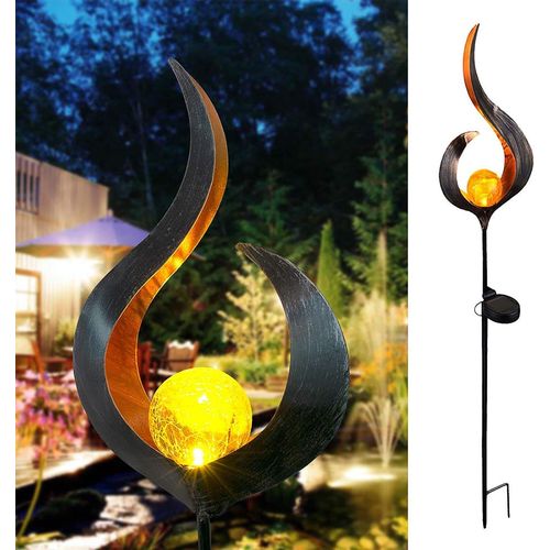 Shiba-Lampes Solaires D'extérieur Pour Jardin, Flammes Solaires En Métal Avec Effet De Flamme Creuse, Torche Solaire Étanche, Orne[1