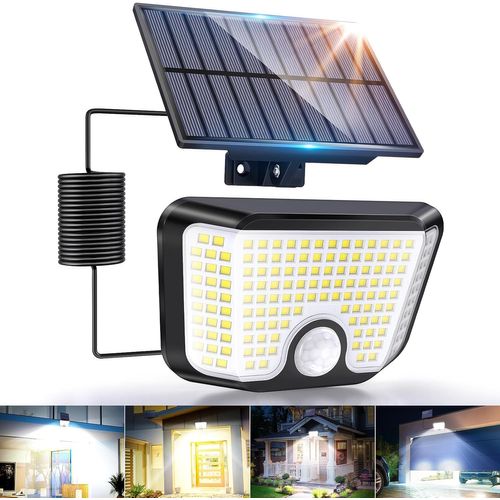 Shiba-Lampe Solaire Exterieur Detecteur De Mouvement, 155 Led Eclairage Angle 270° Projecteur Solaire Avec 3 Modes, Étanche Ip65 U[1