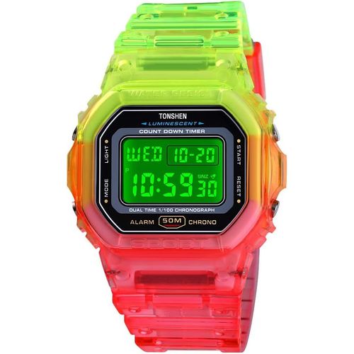 Shiba-Femme Et Fille Multifonctionnelnel Outdoor Etanche Sport Montre Plastique Caisse Et Caoutchouc Ruban Led Chronographe Temps [1
