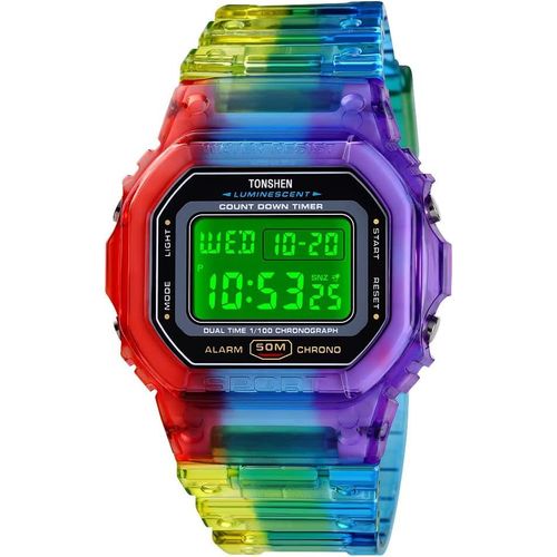 Shiba-Femme Et Fille Multifonctionnelnel Outdoor Etanche Sport Montre Plastique Caisse Et Caoutchouc Ruban Led Chronographe Temps [1