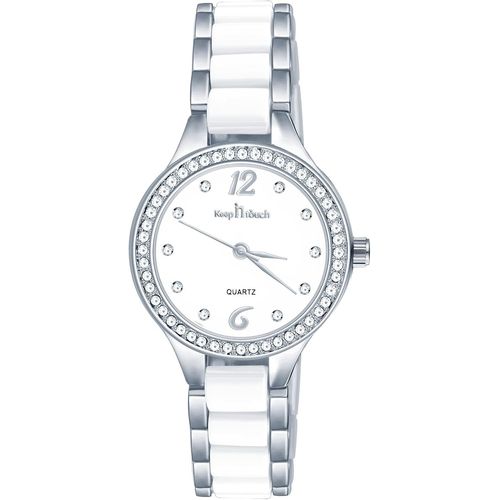 Shiba-Montre À Quartz Pour Femme Céramique Blanche Ronde Montre Analogique Avec Cadran Décontracté,Bracelet En Alliage D'acier Ino[1