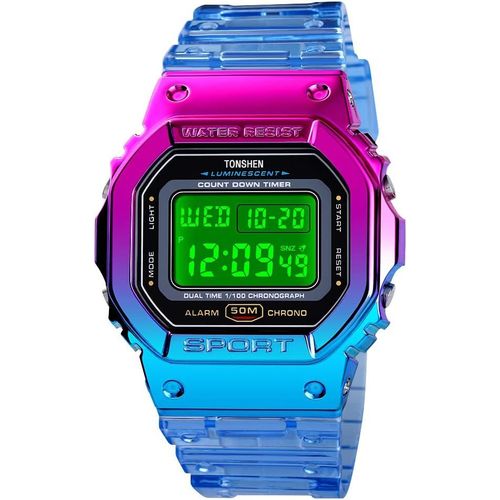 Shiba-Femme Et Fille Multifonctionnelnel Outdoor Etanche Sport Montre Plastique Caisse Et Caoutchouc Ruban Led Chronographe Temps [1
