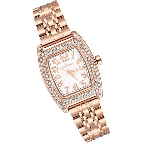 Shiba-Montres Bracelet Femme Fille Montres Quartz À Cadran Carre Or Rose Avec Strass Montre Luxe À Chiffres Arabes Pour Dame Montr[1