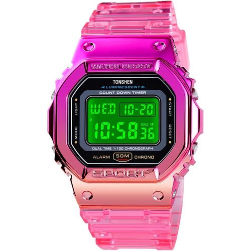 Shiba-Femme Et Fille Multifonctionnelnel Outdoor Etanche Sport Montre Plastique Caisse Et Caoutchouc Ruban Led Chronographe Temps [1