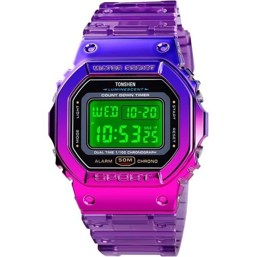 Shiba-Femme Et Fille Multifonctionnelnel Outdoor Etanche Sport Montre Plastique Caisse Et Caoutchouc Ruban Led Chronographe Temps [1