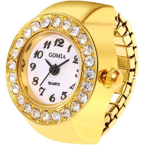 Shiba-Montre À Bague Femme,Quartz Montres À Bague Or,Montre Doigt Sculpté Diamant Boîtier Numérique Échelle Cadran Réglable Anneau[4