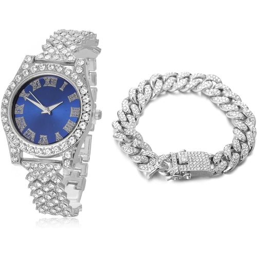 Shiba-Diamants Montre En Or,Femme Or Véritable 18k/Plaqué Platine Or Blanc 36mm Largeur Vert/Bleu/Rouge Cadran Quartz 20cm Avec Ch[3