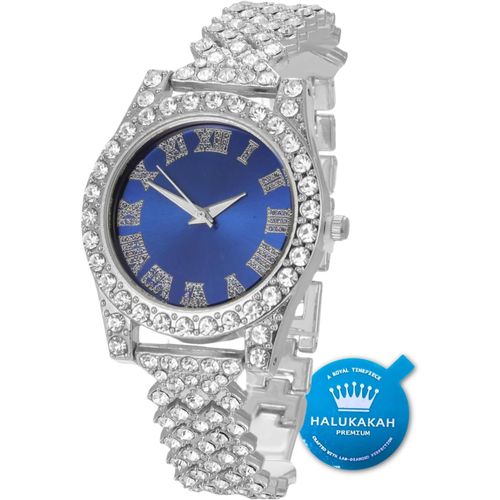 Shiba-Diamants Montre En Or,Femme Or Véritable 18k/Plaqué Platine Or Blanc 36mm Largeur Vert/Bleu/Rouge Cadran Quartz 20cm Avec Ch[3