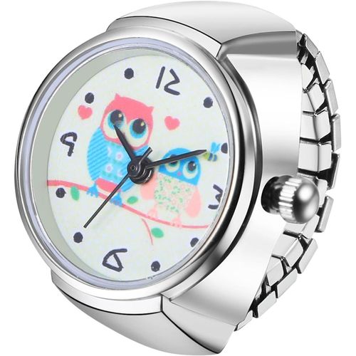 Shiba-Bague Montre Extensible Fantaisie, Montre Bague Doigt Homme Femme Acier Inoxydable Elastique - Analogique Quartz - Etanche 1[5