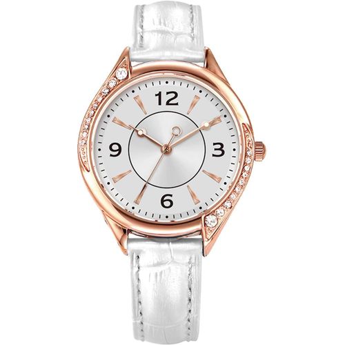 Shiba-Montre Femme Or Rose Gros Cadran Avec Diamant Cristal Blanc Cuir À La Mode[2]