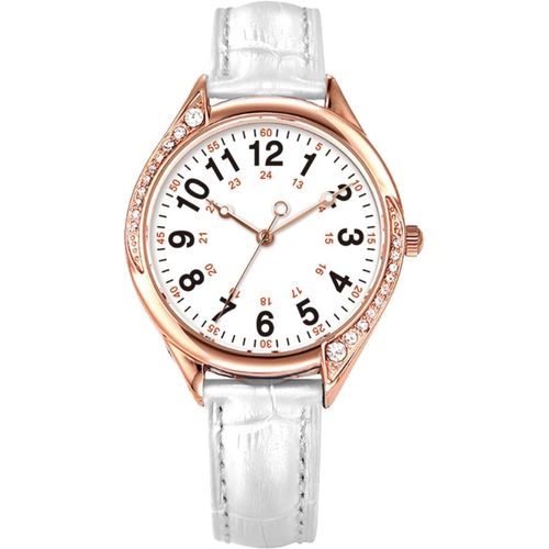 Shiba-Montre Femme Or Rose Gros Cadran Avec Diamant Cristal Blanc Cuir À La Mode[5]