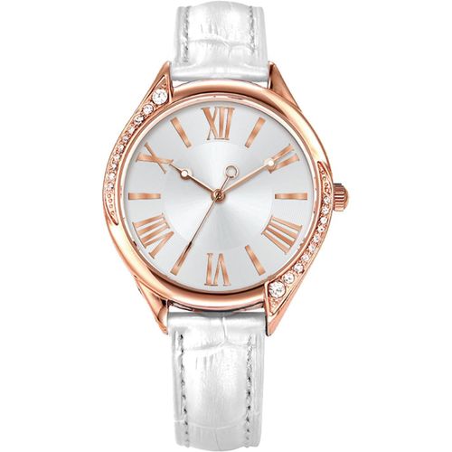 Shiba-Montre Femme Or Rose Gros Cadran Avec Diamant Cristal Blanc Cuir À La Mode[4]
