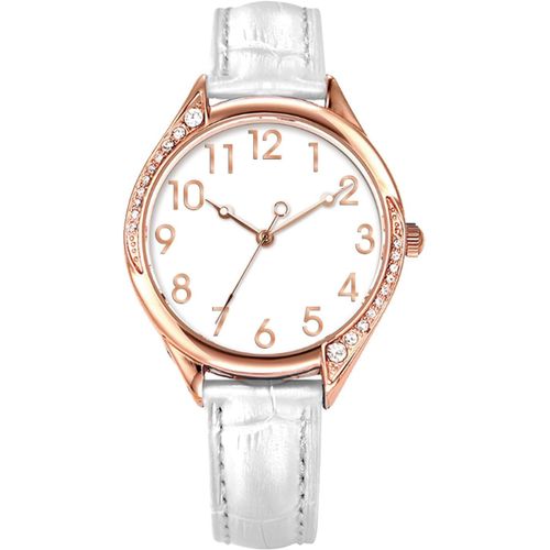 Shiba-Montre Femme Or Rose Gros Cadran Avec Diamant Cristal Blanc Cuir À La Mode[8]