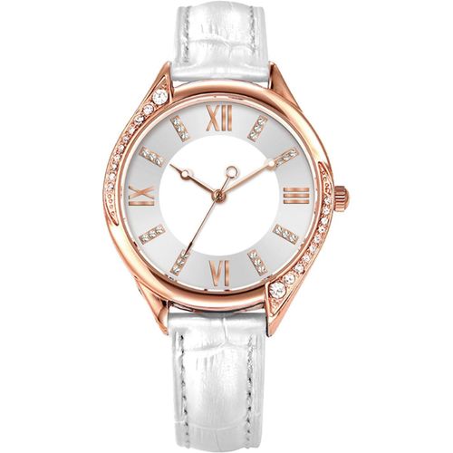 Shiba-Montre Femme Or Rose Gros Cadran Avec Diamant Cristal Blanc Cuir À La Mode[6]