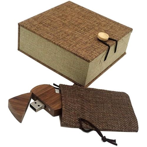 SHIBA-Desuerte Clé USB 2.0 pour mariage, anniversaire, 16 Go, en noyer, c?ur, cadeau en bois, avec boîte cadeau[608]
