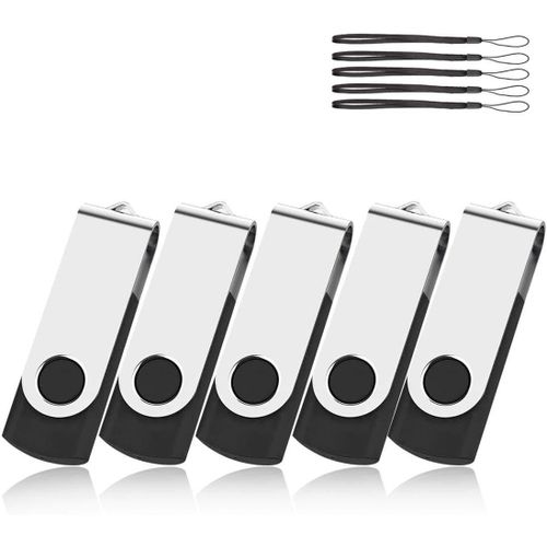 SHIBA-Lot de 5 clés USB 2.0 pivotantes avec Cordon Noir 4 Go[1618]