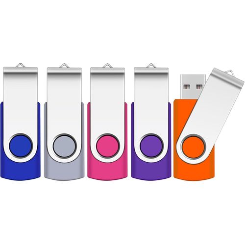 SHIBA-16GB Memory Stick 5 Pack, Flash Drive USB 2.0 Swivel Thumb Drives Data Storage Jump Drive Zip Drive Memory Sticks External D[1