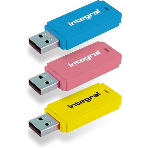 SHIBA-32GB Neon USB 2.0 Clé USB Pack 3 (Bleu/Rose/Jaune)[702]