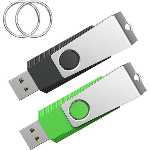 SHIBA-Lot de 2 Clé USB 4 Go 2.0, cle USB pour PC/Ordinateur Portable/Smart TV/Voiture¿Noir et Vert¿[716]