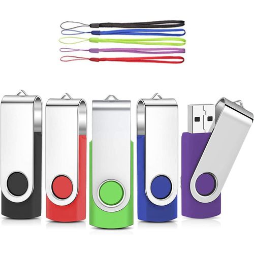 SHIBA-Lot de 5 clés USB 32 Go Rotate Métal Multicolore Haute Vitesse USB 2.0 Flash Drive Pack (Multicolore)[1480]