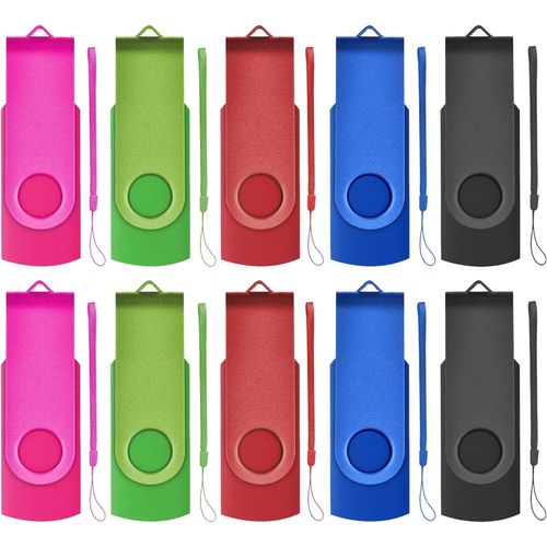 SHIBA-Cle USB 4 GO Lot de 10 Clé USB Stockage Mémoire Flash Drive Clef USB Pivotantes Cadeau pour Enfant 5 Couleurs[1031]