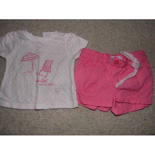 Ensemble Bébé Fille Short &#43 Haut &#34la Compagnie Des Petits&#34 Taille 3 Mois Idée Cadeau