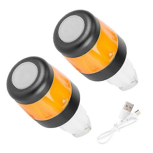2 Pcs Scooter Électrique Guidon Lumières Led Avertissement Lumière Guidon Embouts Bouchons Étanche Clignotants Feux Noir + Orange