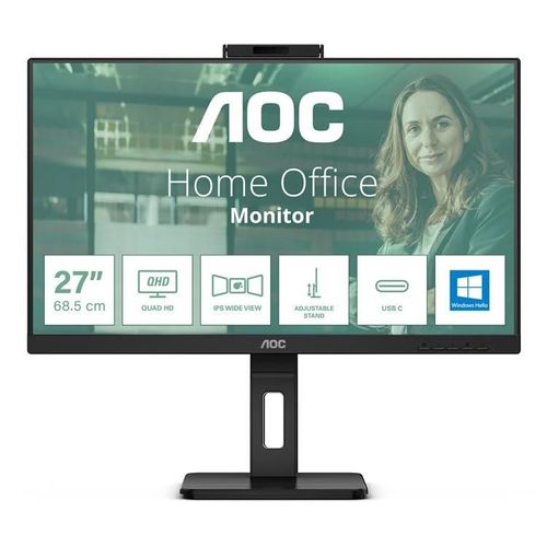 AOC Pro-line Q27P3CW - Écran LED - 27" - 2560 x 1440 QHD @ 75 Hz - IPS - 350 cd/m² - 1000:1 - 4 ms - 2xHDMI, DisplayPort, USB-C - haut-parleurs - noir