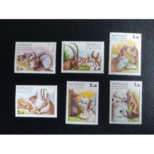 Timbre Monaco Y T 1522 A 1527 Série : Mammifères Du Parc National Du Mercantour 1986 (110509 )