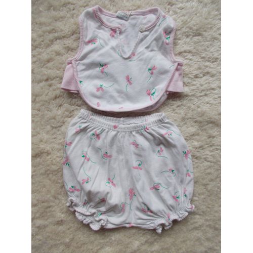 Ensemble Bébé Fille Culotte Bouffante Et Haut Assorti &#34petit Bateau&#34 Taille 3 Mois