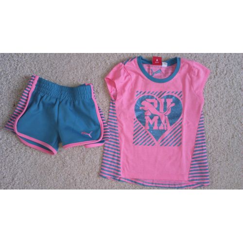 Ensemble De Sport Fille &#34puma&#34 Short &#43 Haut Assorti Taille 3 Ans Idée Cadeau