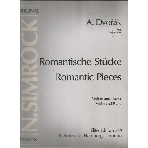 Romantic Pieces Op 75 Dvorak Violin And Piano
