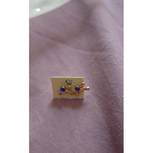 Boucle D'oreille Noeuds Rubis Bleu