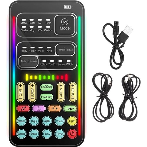 MONDODIGITALE-Changeur De Voix Portable, I9 Live Sound Card Handheld Microphone Voice Changer Avec 8 Effets Sonores, Sound Disguiser Pour Pc Phone Laptops