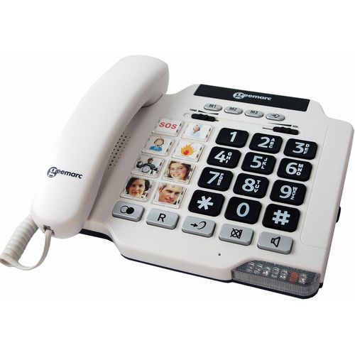 MONDODIGITALE-Photophone 100 - Téléphone Fixe Avec Larges Boutons Photo Personnalisables Et Volume De Réception Amplifié Pour Séniors Et Malentendants - Perte Auditive Faible Ou Moyenne - Version Fr