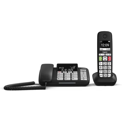 MONDODIGITALE-Dl780 Plus - Téléphone Fixe Filaire Noir Avec Combiné - Fonction Mains-Libres, Larges Touches, Signal D'Appel Lumineux