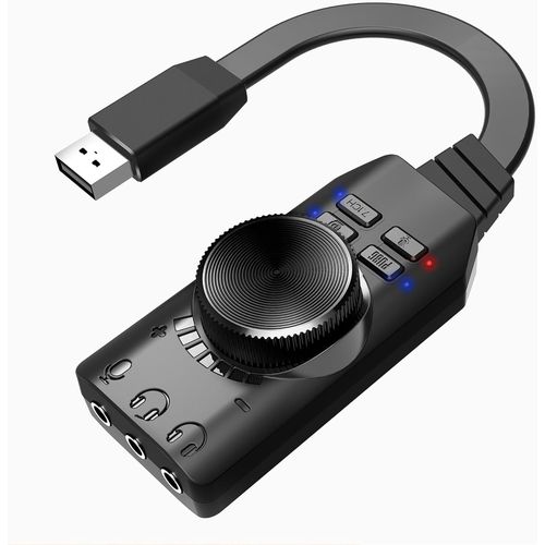MONDODIGITALE-Carte Son Usb Externe Virtuel 7.1 Surround Sound Usb 2.0 Adaptateur De Carte Son Externe Avec Contrôle Du Volume Pour Ordinateur De Bureau, Ordinateur Portable, Casque, Casque (Noir)