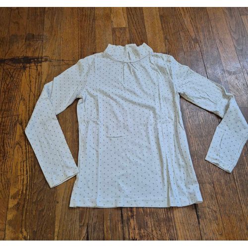 Sous Pull Col Montant Tissaia Blanc Avec Pois Argenté Taille 10ans