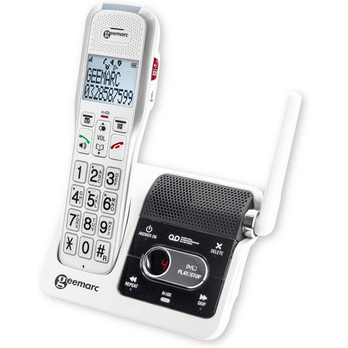 MONDODIGITALE-Amplidect 595 U.L.E - Téléphone Sénior Avec Volume De Réception Amplifié, Répondeur, Fonction Sos Et Système D¿Interphone Intégré - Perte Auditive Moyenne Ou Sévère - Version Fr
