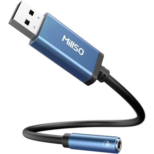 MONDODIGITALE-Adaptateur Jack Vers Usb Carte Son Usb Externe Vers Prise Trrs 3,5 Mm 4 Broches (Audio Et Microphone), Adaptateur Convertisseur Audio Auxiliaire Pour Casque, Haut-Parleurs, Pc, Ordinate
