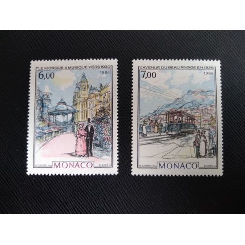 Timbre Monaco Y T 1543 - 1544 Séries : Monte Carlo Et Monaco À La Belle Époque 1986 (110509 )