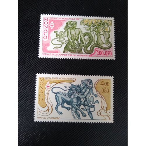 Timbre Monaco Y T 1545 - 1546 Série : Croix-Rouge : Les ?uvres D'Héraclès 1986 (110509 )
