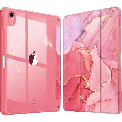Coque Pour Ipad (A16) 11ème Génération 11 Pouces 2025, Ipad 10ème Génération 10.9 Pouces 2022 -[Rangement De Stylet] Coque Transparente Claire, Housse Bord Antichoc, Marbre Rose[Coq5184595]