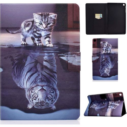 Etui Galaxy Tab A 10.1 2019 T510/T515, Cuir Pu Flip Stand Portefeuille Housse Galaxy Tab A 10.1 T510 Fente Carte Coque Pour Samsung Galaxy Tab A 10.1 2019 Sm-T510/Sm-T515, Chat Et[Coq5188421]