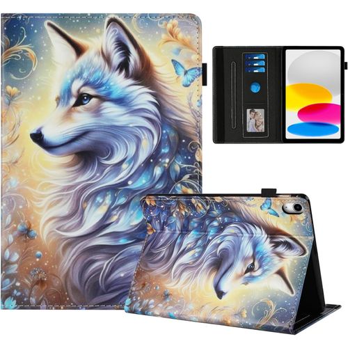 Coque Pour Ipad 11 Pouces(A16) 2025/Ipad 10ème Génération 10.9 Pouces 2022 Impression Graphique Housse En Tablette Cuir Pu Protection Pour Ipad 10.9 Loup Blanc[Coq5188031]