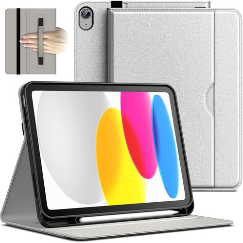 Coque Pour Ipad (A16) 11ème/10ème Génération (2025/2022), Pu Cuir Folio Protecteur Housse Étui De Tablette Avec Porte-Stylet & Poche, Multi-Angle Affichage (Argent)[Coq5186648]