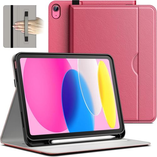 Coque Pour Ipad (A16) 11ème/10ème Génération (2025/2022), Pu Cuir Folio Protecteur Housse Étui De Tablette Avec Porte-Stylet & Poche, Multi-Angle Affichage (Rose)[Coq5186651]