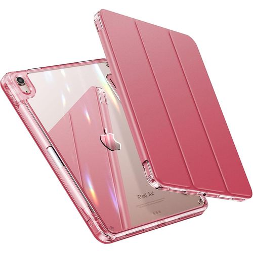 Coque Pour Ipad Air 6/5/4, 11/10,9 Pouces (2024/2022/2020) - Dos Dur Antichoc Cristal Clair & Porte-Stylo[Prend En Charge La Charge Sans Fil] & Sommeil Automatique/Réveil, Rouge[Coq5187376]