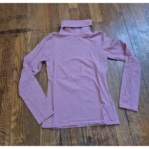 Sous Pull Col Roule Fille Blanc Rayure Rose Okaidi 12ans