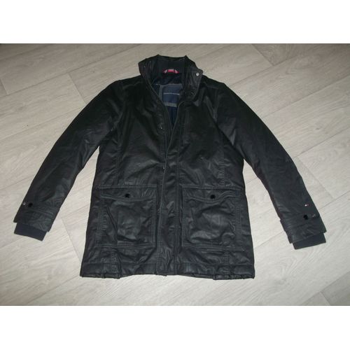 Blouson Parka Tommy Hilfiger Mi Long , Multipoches, Capuche Noir Taille S Tbe